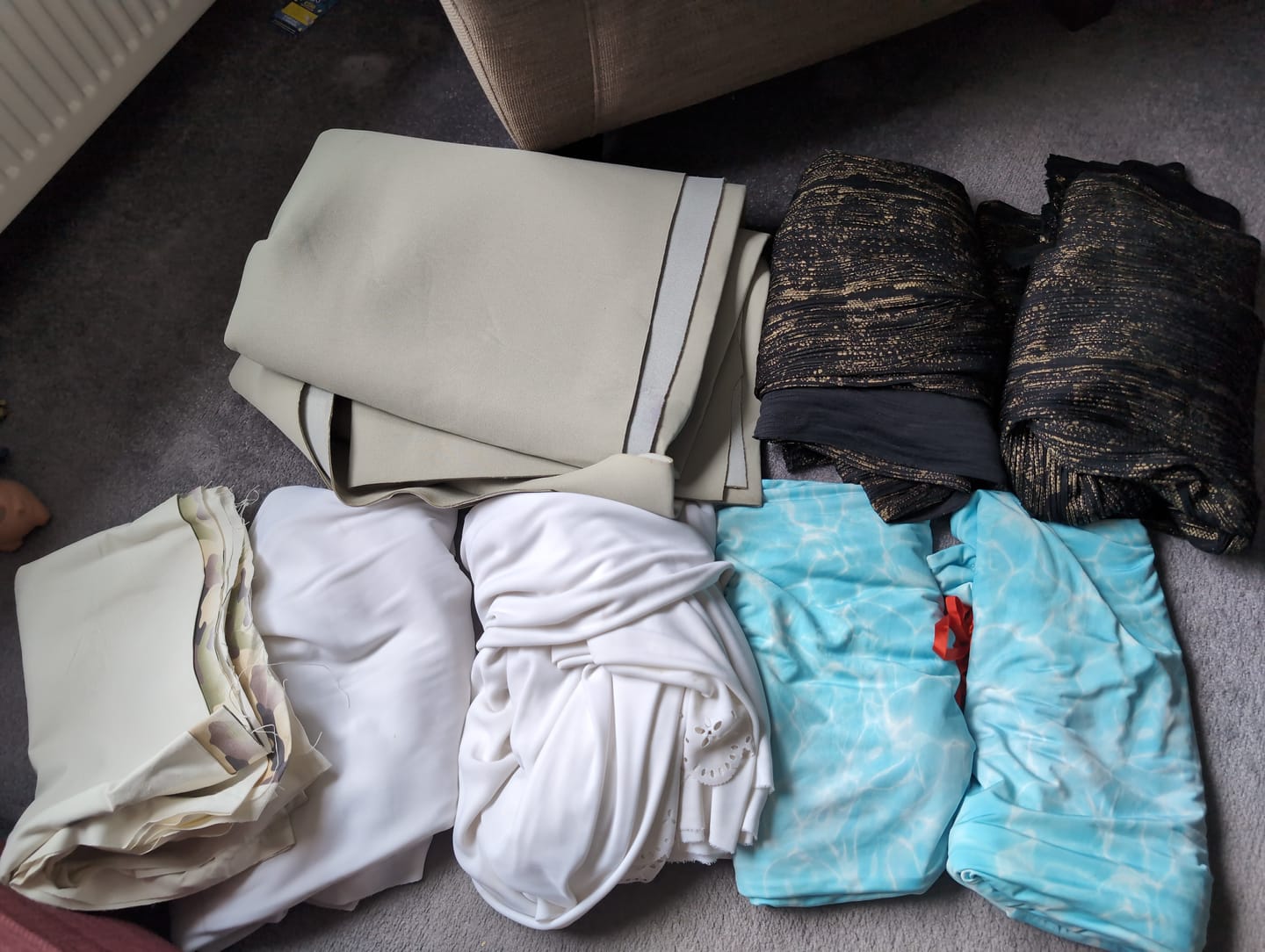 Customer photo review of 50p A Metre: Print & Plain Fabric Bundle