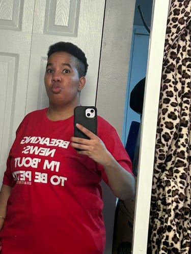 Customer photo review of Breaking News: I'm 'bout to be Petty Unisex Tee