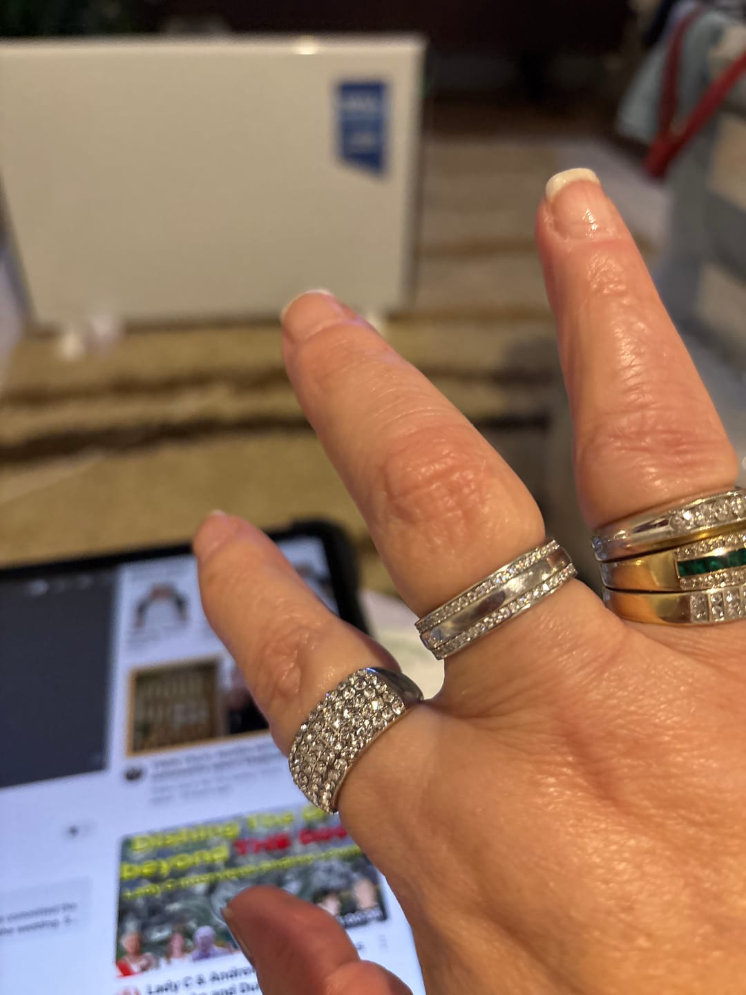 Customer photo review of Domed Double Row Moissanite Eternity Wedding Band