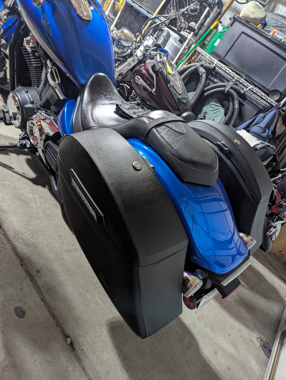 Customer photo review of 44L - Lamellar Stallion Extra Large Yamaha Stryker Leather Covered Motorcycle Hard Saddlebags