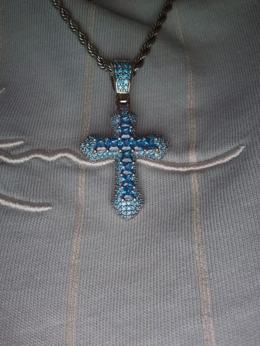 Customer photo review of BLUE CROSS PENDANT.