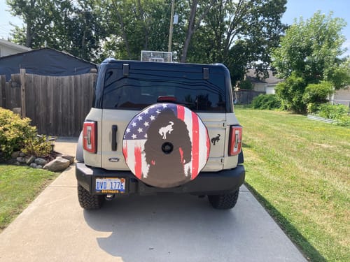 Customer photo review of American Flag Bronco Sasquatch Spare Tire Cover Custom Designed for Ford Broncos
