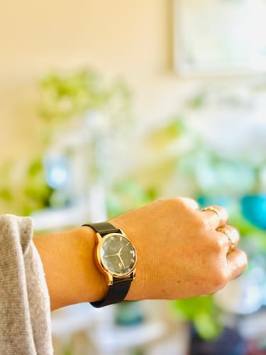 Customer photo review of Krystalline Sleek Gold on Black Watch Embellished With SWAROVSKI® Crystals