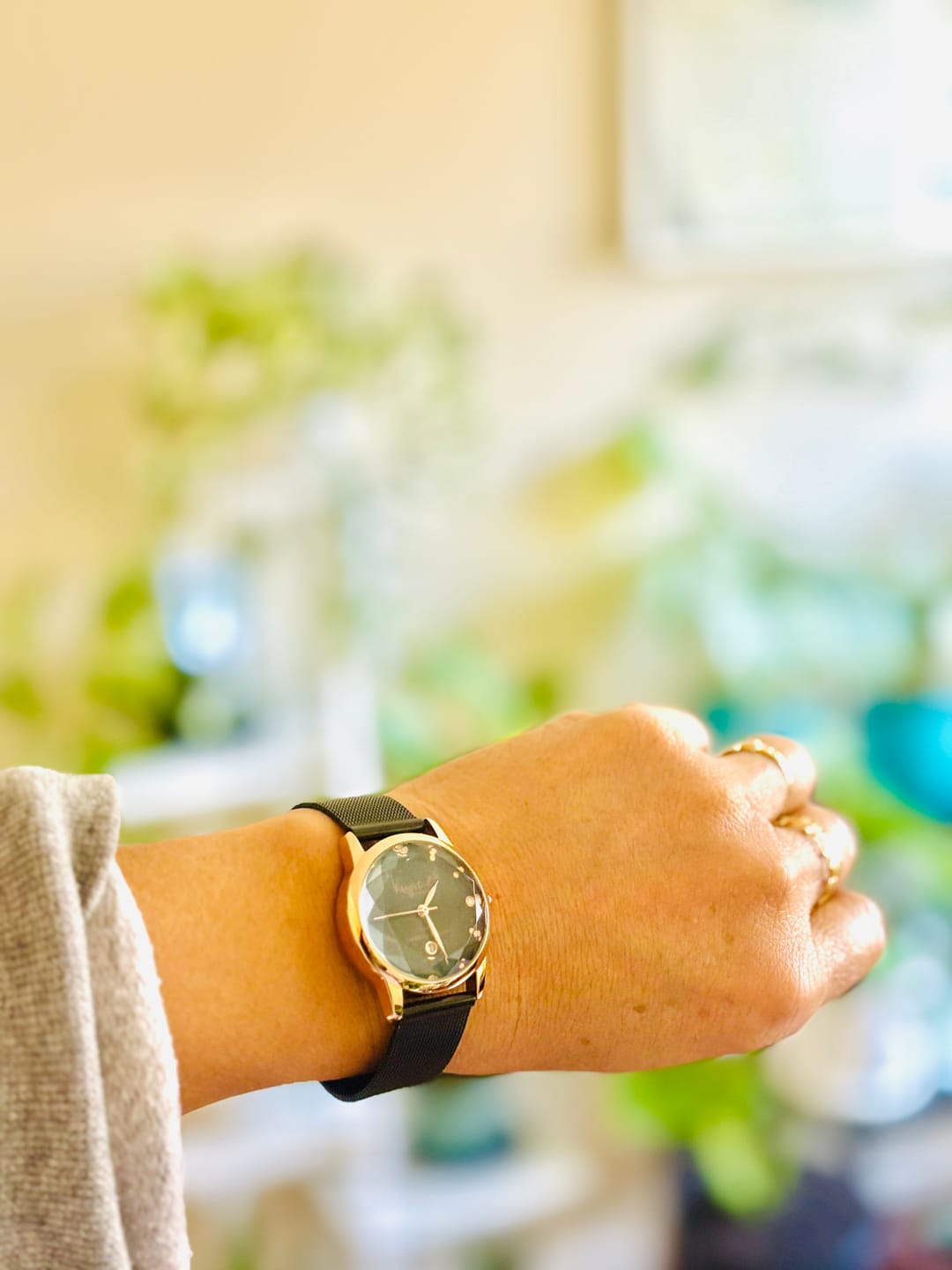 Customer photo review of Krystalline Sleek Gold on Black Watch Embellished With SWAROVSKI® Crystals