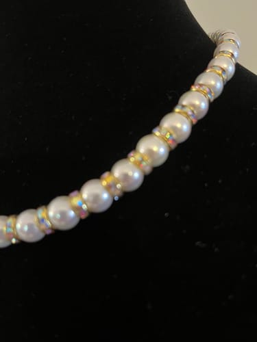 Customer photo review of 15.5" 8mm/10mm Luster white Shell pearl round beads,shell core pearl,TYP