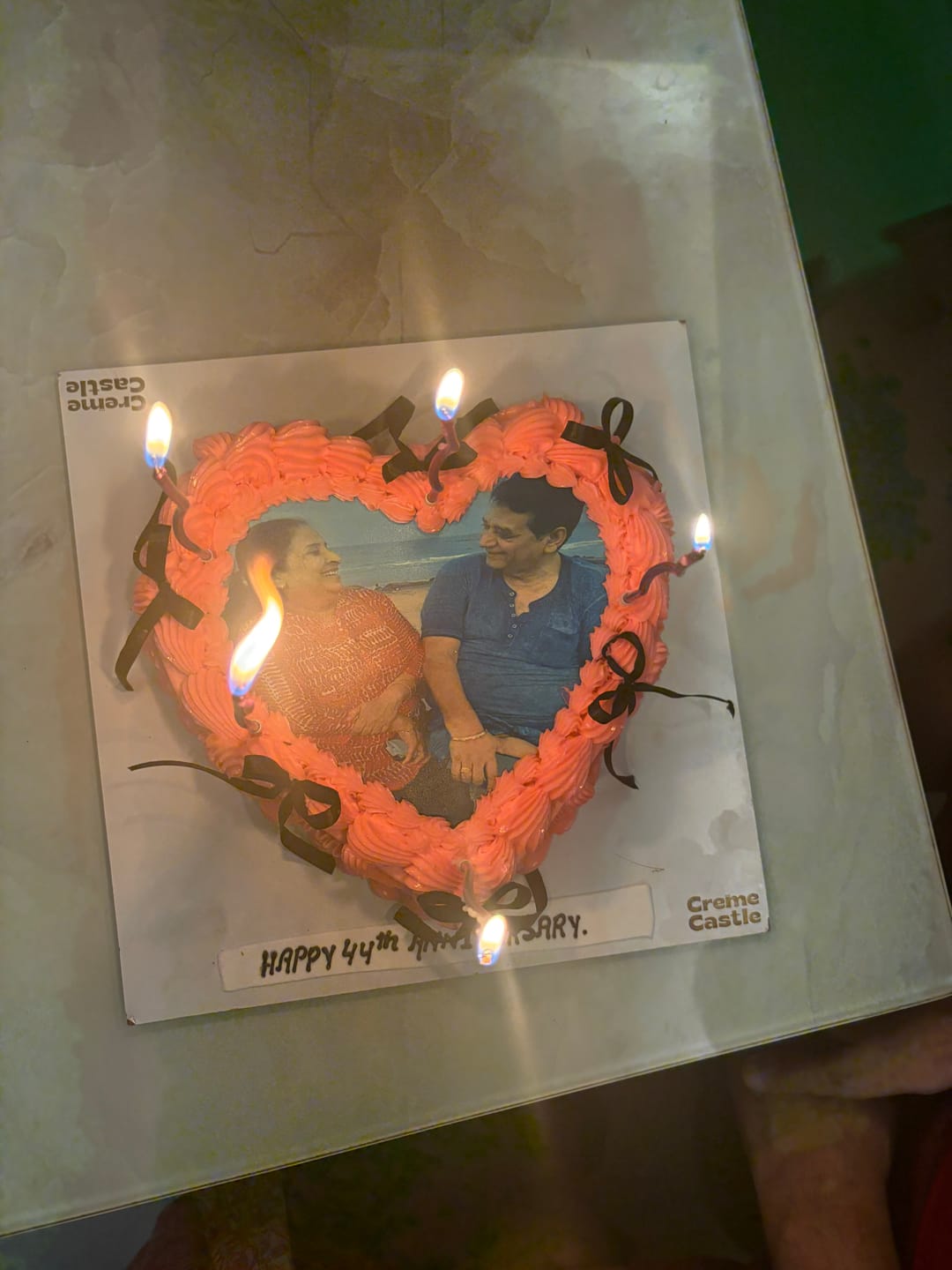 Customer photo review of Heart Shape Ribbon Cake