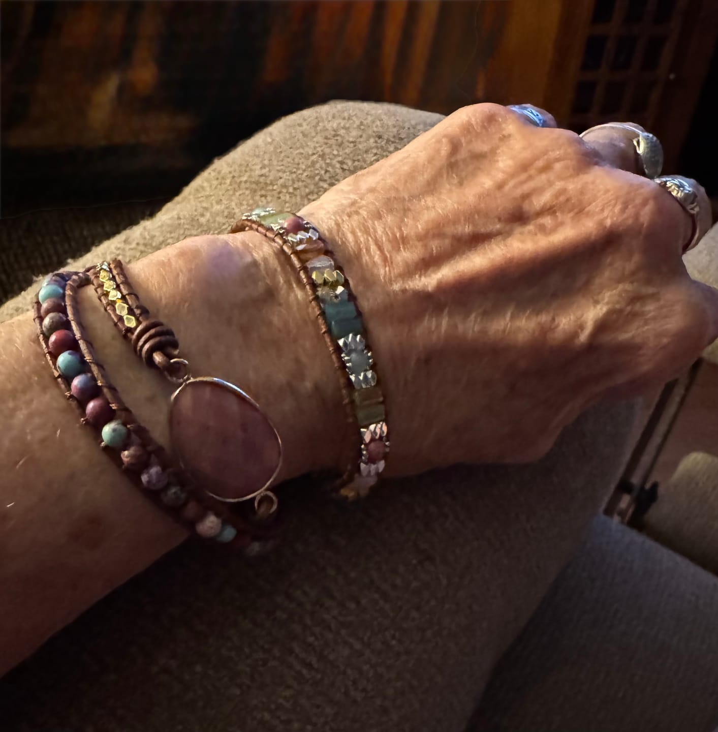 Customer photo review of Healing Rhodochrosite Wrap Bracelet