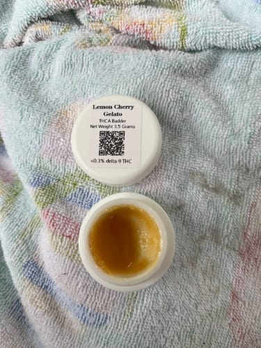 Customer photo review of Lemon Cherry Gelato THCA Badder