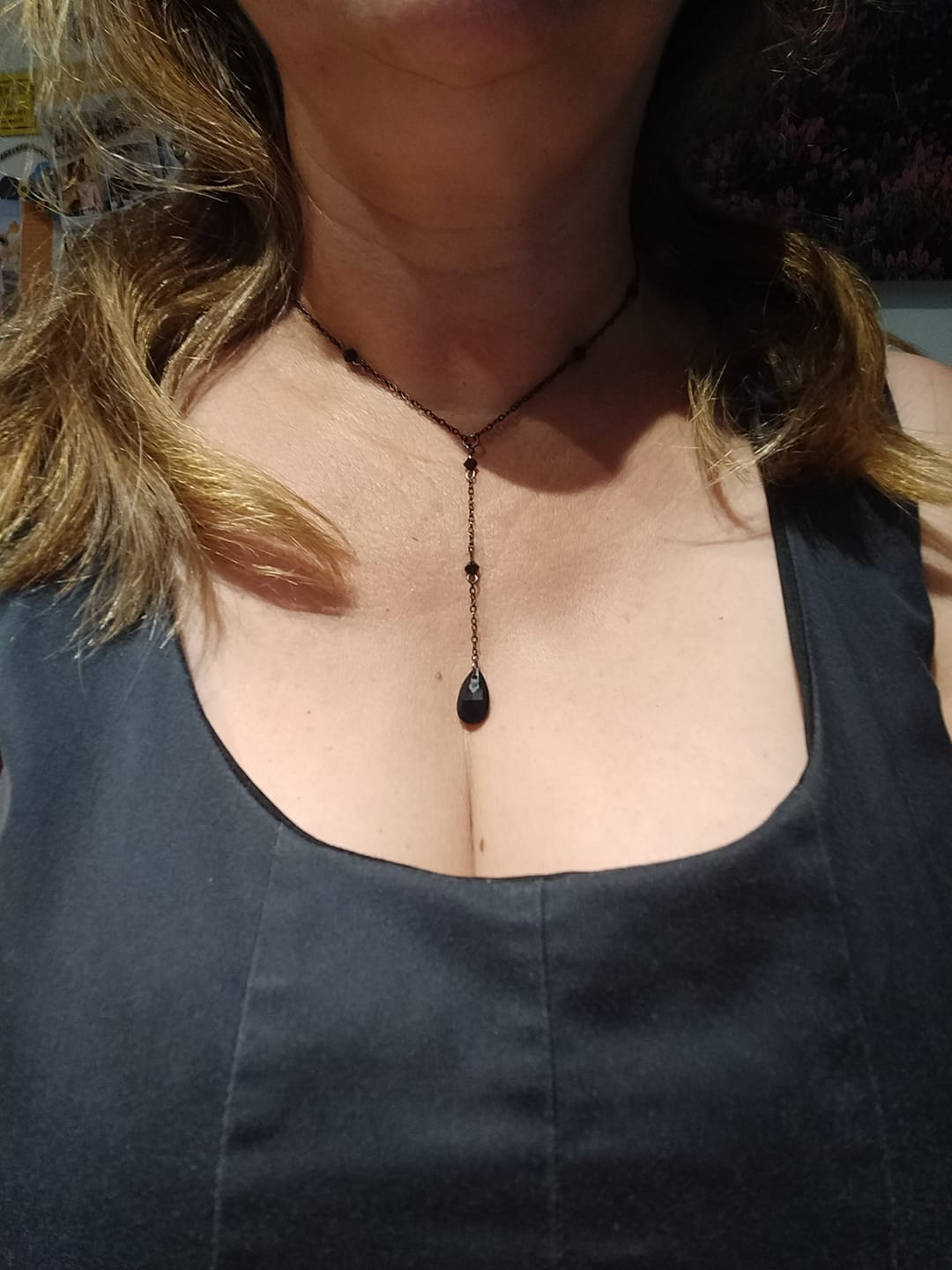Customer photo review of Obsidian Halskette - Perlenkette mit Anhänger