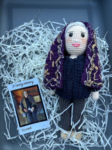 Customer photo review of Tranquil® - Personalized Crochet Doll with Photo Card