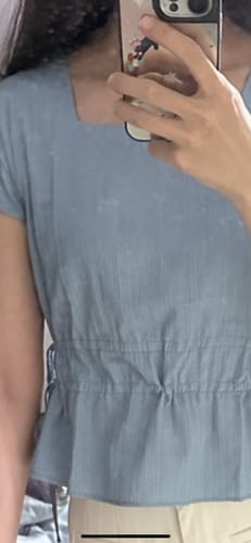 Customer photo review of Square Neck Tie Waist Top