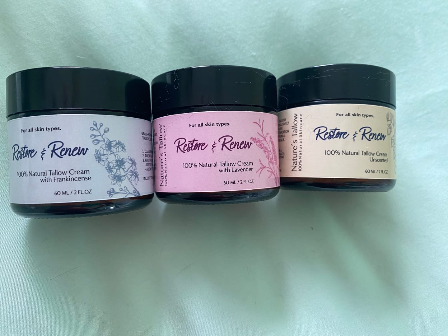 Customer photo review of 3-Pack = 1 Unscented + 1 Lavender + 1 Frankincense Restore & Renew Tallow Cream | FREE SHIPPING🚚