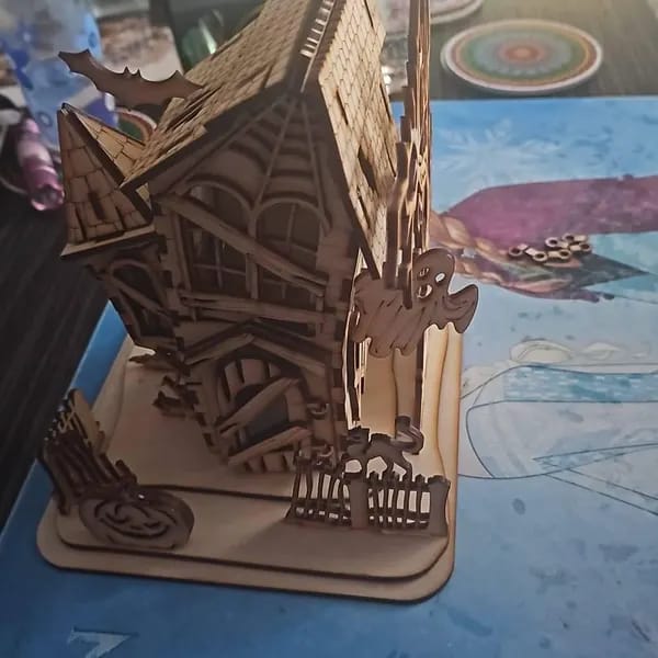 Customer photo review of Halloween house scene lamp laser cut svg file
