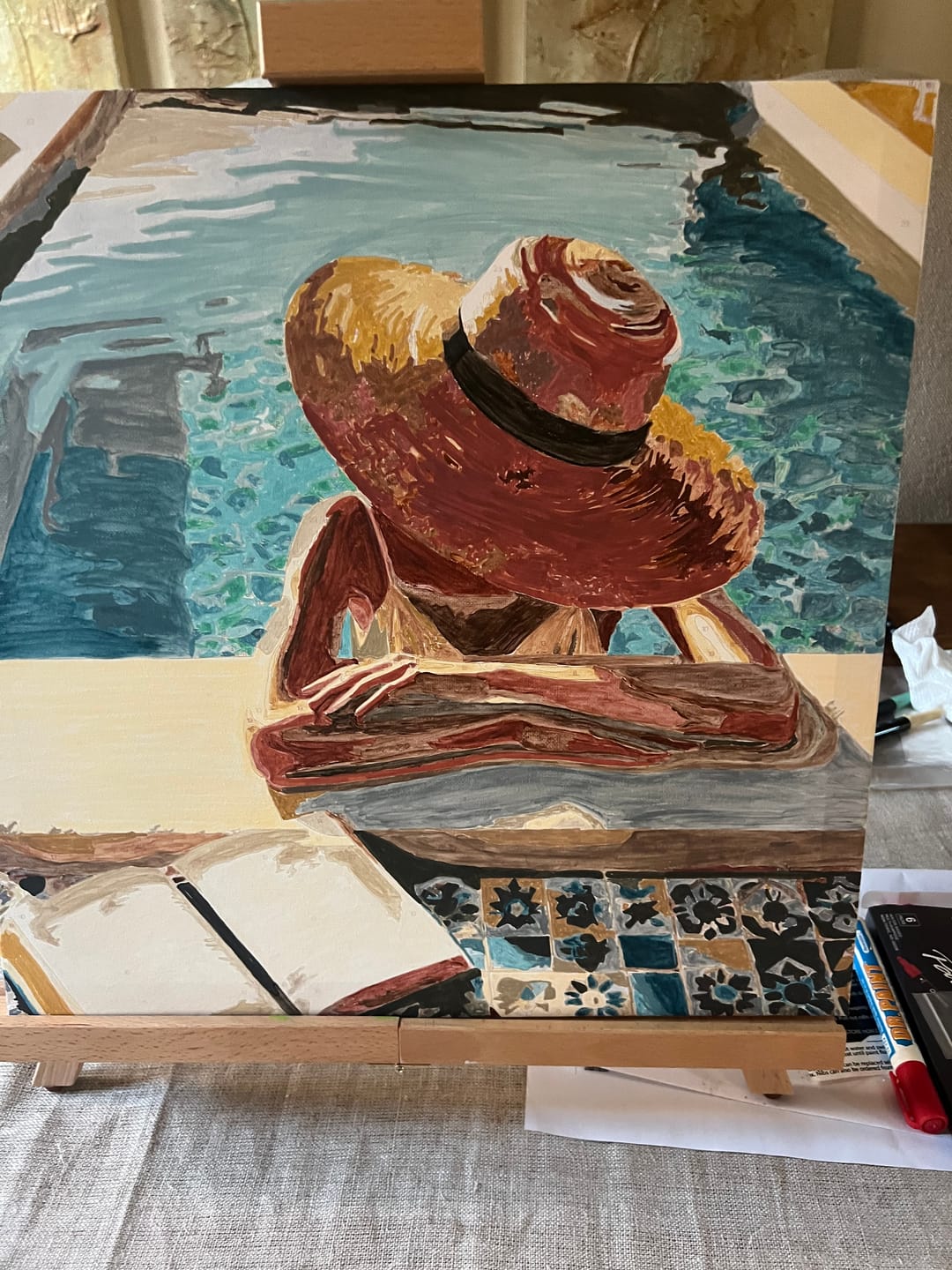 Customer photo review of Paint by Numbers - Poolside Hat Lady