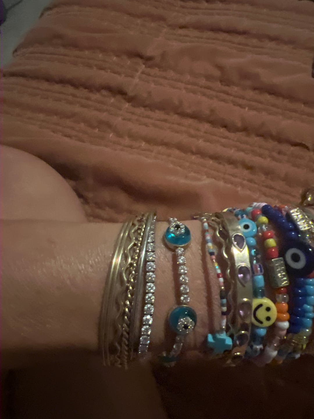Customer photo review of 10K Glass Eye Tennis Bracelet