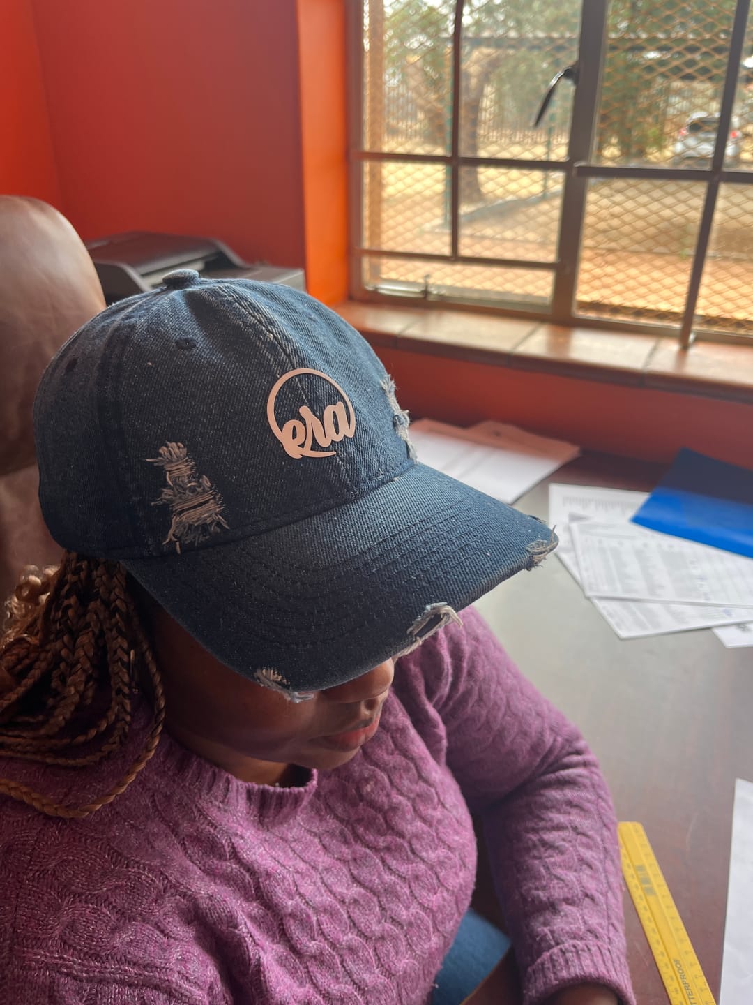 Customer photo review of Era Distressed Denim Cap