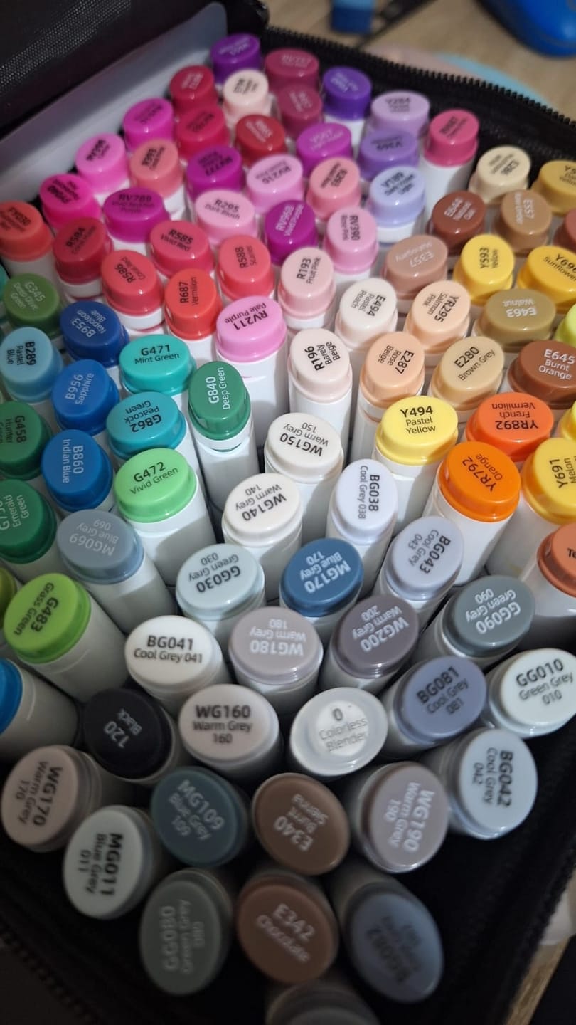 Customer photo review of Ohuhu Oahu 120 Colors Dual Tips Alcohol Art Markers, Fine & Chisel