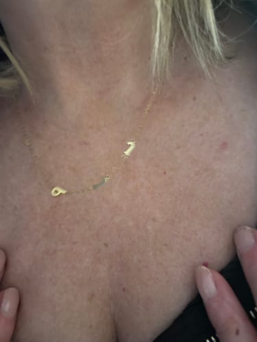 Customer photo review of Sideways Initial Letter Necklace