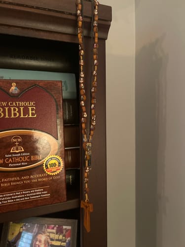 Customer photo review of FREE Today: Wooden Saint Medal Beads with Franciscan Tau Cross Rosary: A Timeless Heirloom