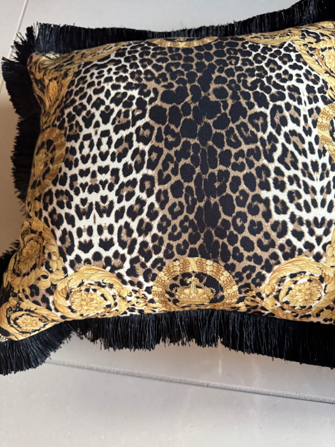 Customer photo review of Leopard Gold Baroque Stretch Velvet Fabric