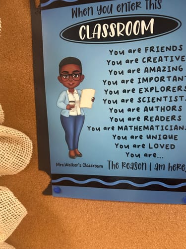 Customer photo review of Teacher Crayon Pattern When You Enter This Classroom Personalized Poster| Back To School, Motivation Classroom Decoration