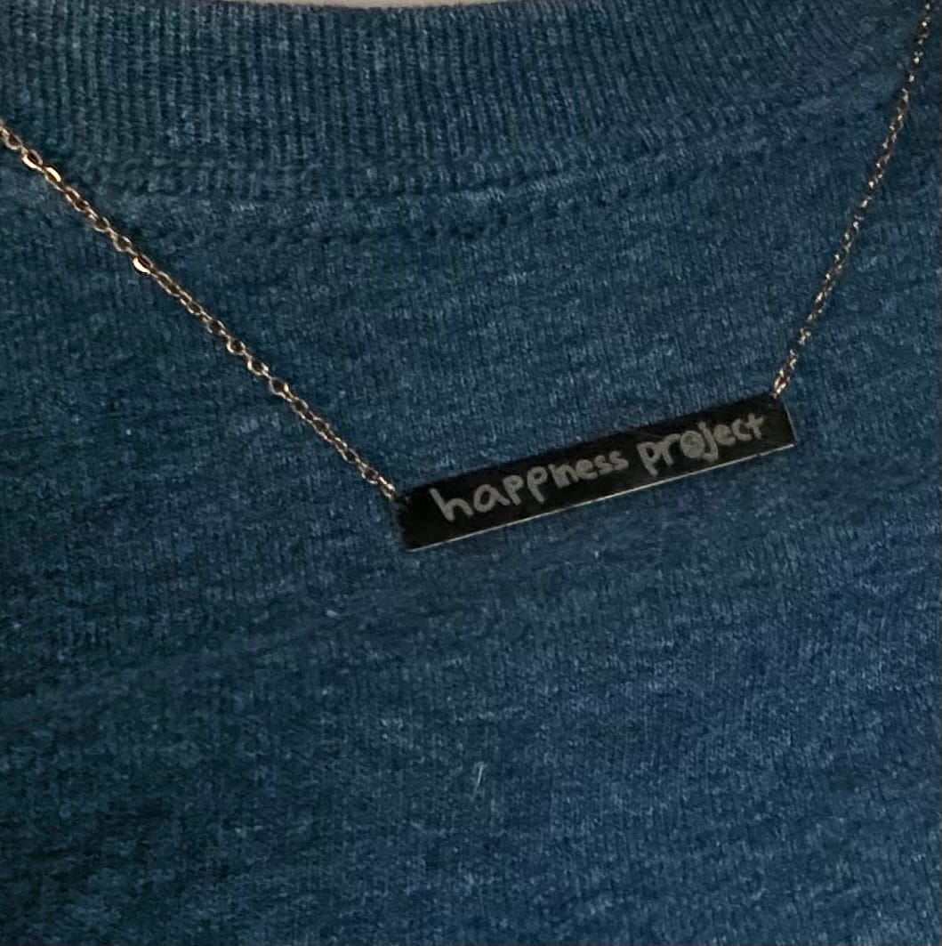 Customer photo review of Semicolon Necklace
