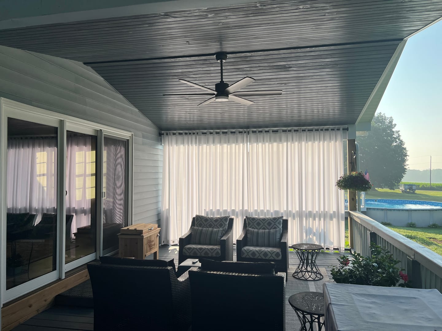 Customer photo review of Grommet Windproof Waterproof Outdoor Curtains Canvas Curtains for Patio 1 Panel | Outdoor Canvas