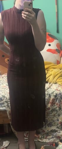 Customer photo review of Jin Ling 金陵 Golden Hill Republic of China Maroon Stripe Pure Cotton Sleeveless Qipao