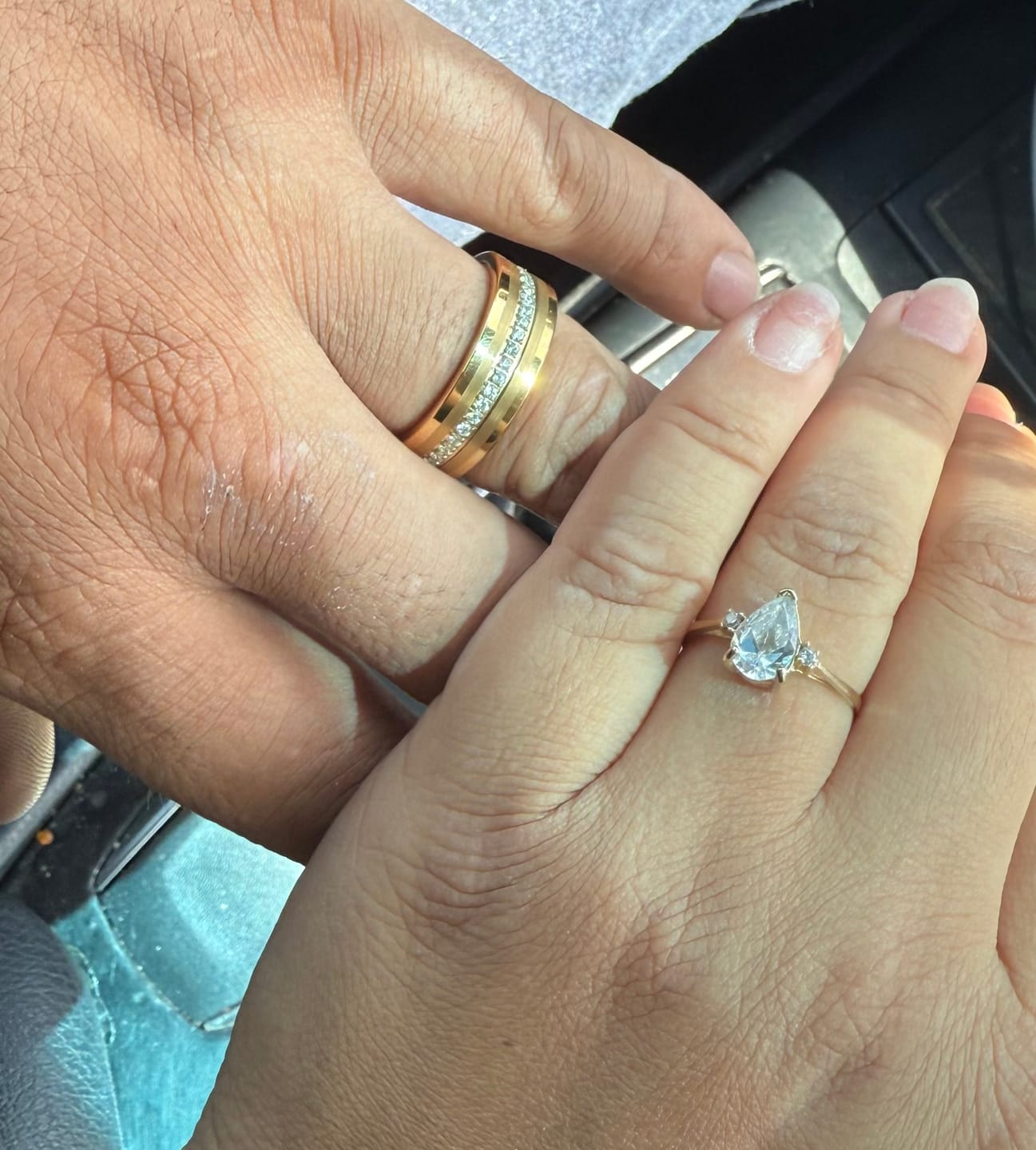 Customer photo review of LEGEND | Gold Tungsten Ring, Diamond Stimulant CZ Eternity, Flat