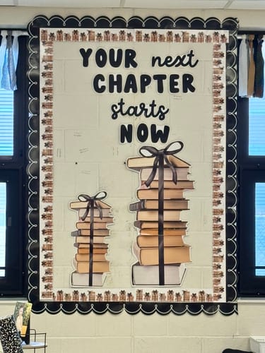 Customer photo review of Printable Black and White Classroom Door Decorations | Books and Bows
