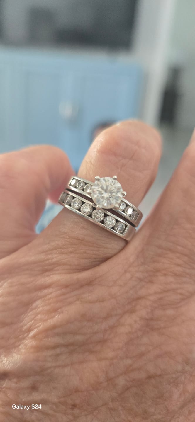 Customer photo review of Round Cut Moissanite Channel Set Engagement Ring