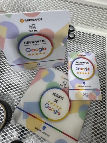 Customer photo review of Google Review Stand - RATECARDS™