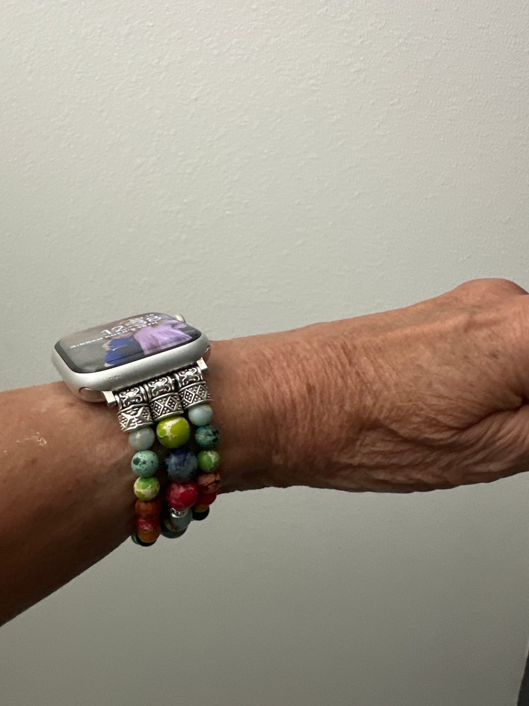 Customer photo review of Vibrant Chakra Stretch Apple Watch Strap