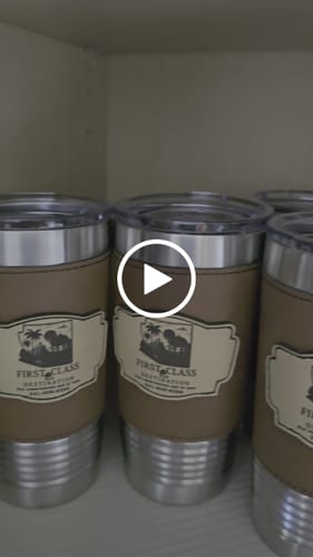 Customer video review of Custom Leather Tumbler 20 oz Stainless Steel Insulated Premium Polar Camel