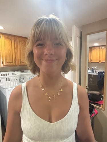 Customer photo review of GOLD OCEAN LETTER NECKLACE