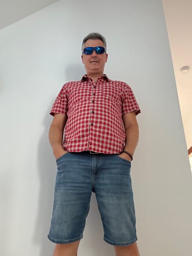 Customer photo review of Chemise d'été boutonnée en coton rouge à carreaux pour hommes chemise a carreaux homme