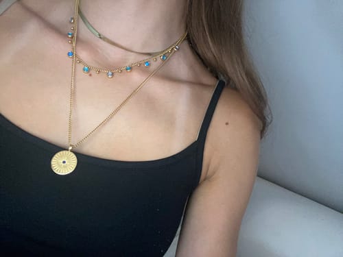 Customer photo review of Izzy Star Pendant Necklace Blue & Gold