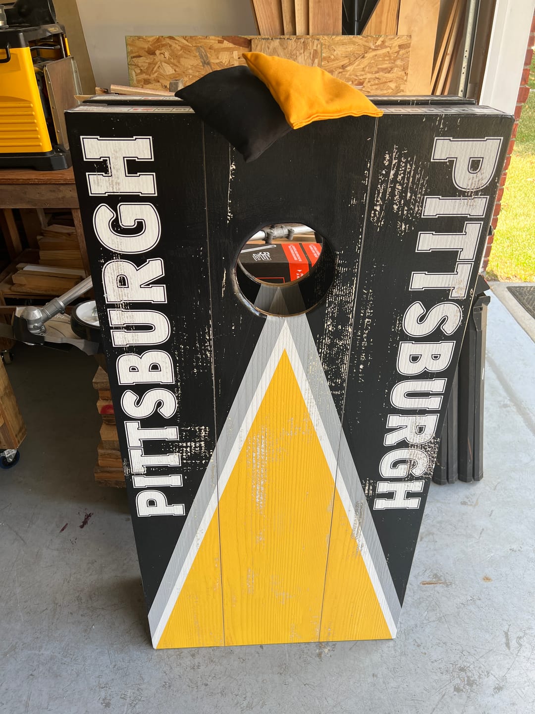 Customer photo review of Pittsburgh Football - Cornhole Board Wrap - Set of 2
