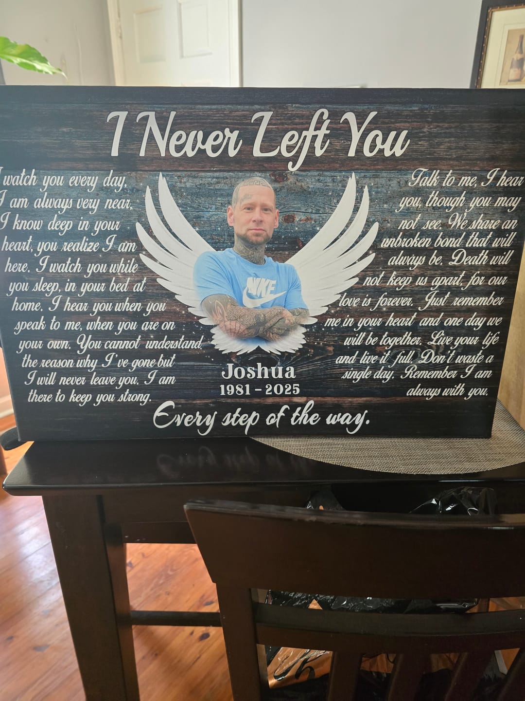 Customer photo review of Personalized Canvas Prints, Custom Photo, Memorial Gifts, Sympathy Gifts, Angel Wings I Never Left You Love Dem Canvas