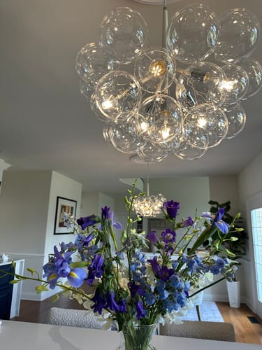 Customer photo review of Modern Cluster Glass Globe Bubble Chandelier