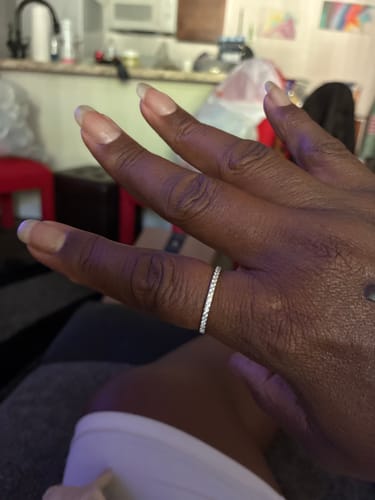 Customer photo review of Louily Classic Half Eternity Thin Women's Wedding Band In Sterling Silver