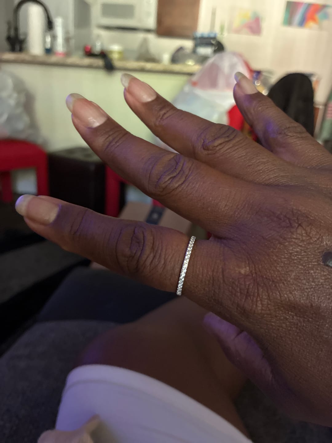 Customer photo review of S925 Louily Half Eternity Thin Women's Wedding Band In Sterling Silver Stackable Ring For Women
