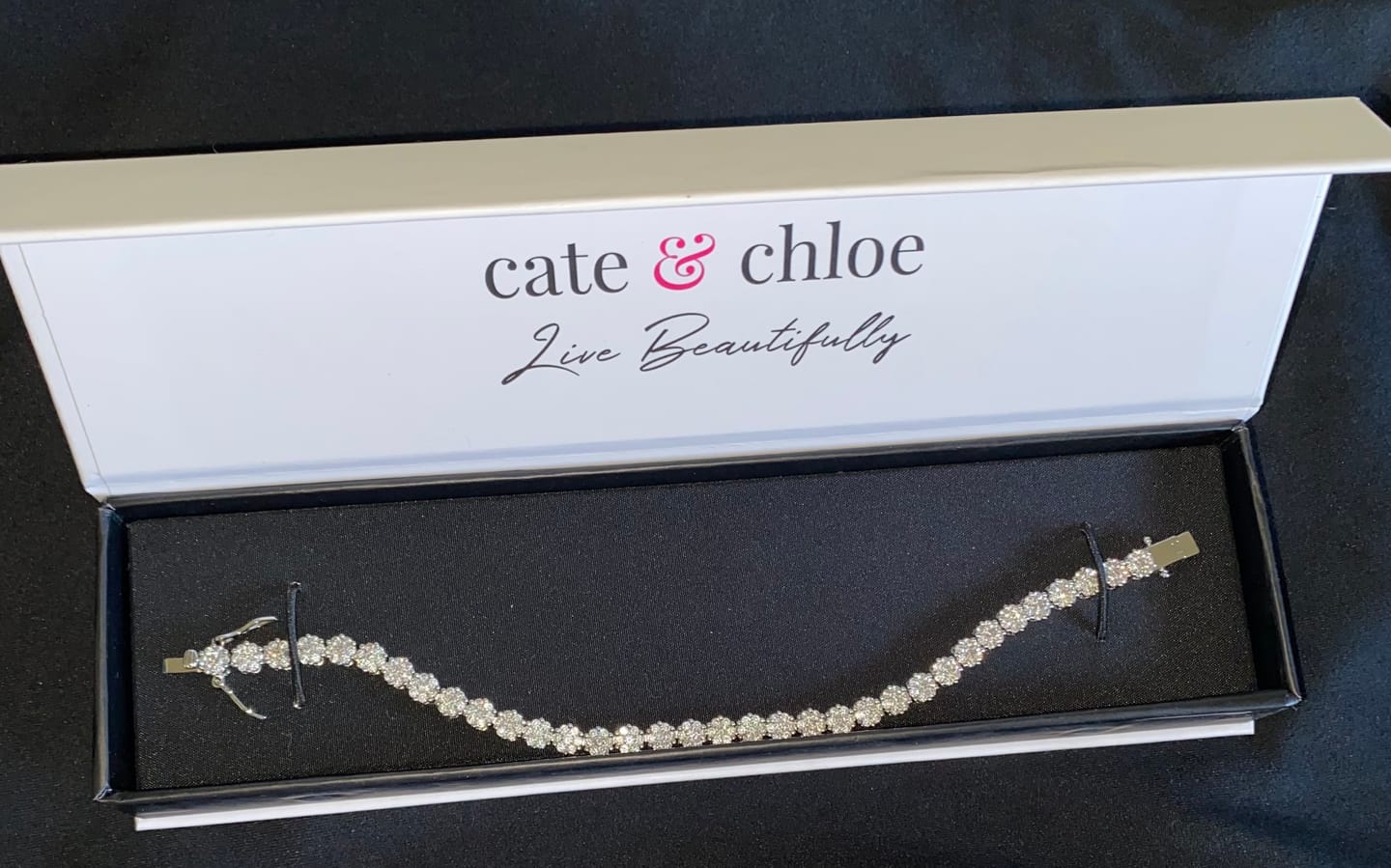 Customer photo review of Ally 18k White Gold Plated Tennis Bracelet with Simulated Diamond Crystals