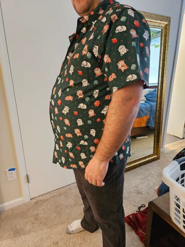 Customer photo review of Dnd Owlbears Button Up Shirt