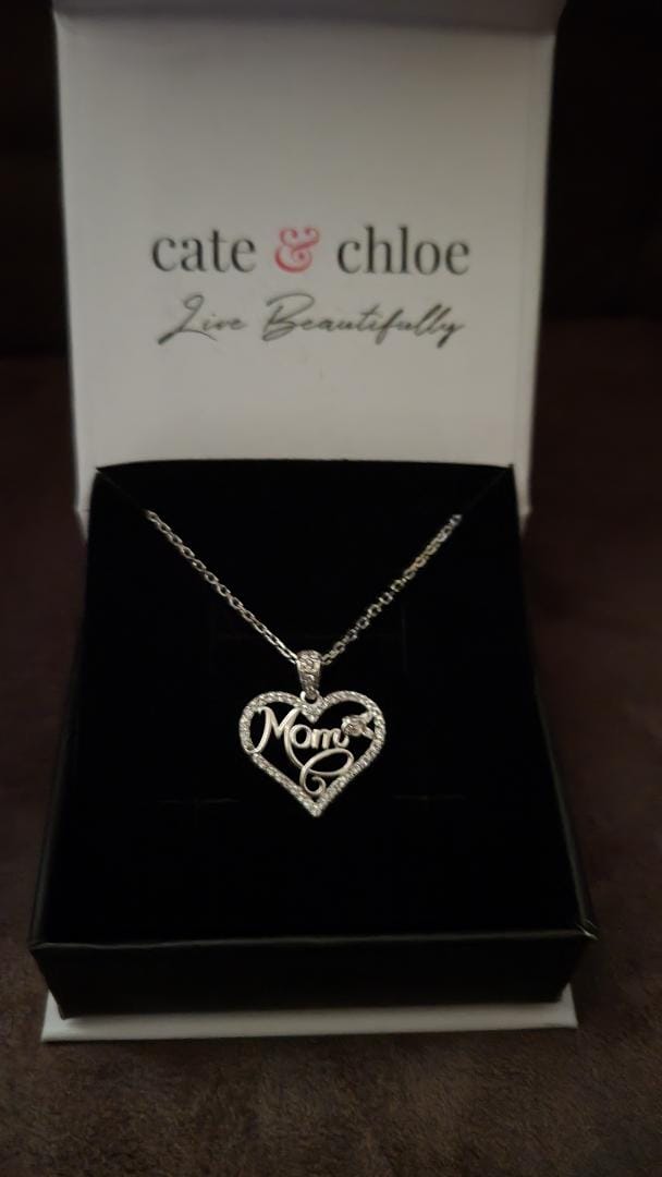 Customer photo review of Rhonda 18k White Gold Plated Mom Heart Necklace with Swarovski Crystals