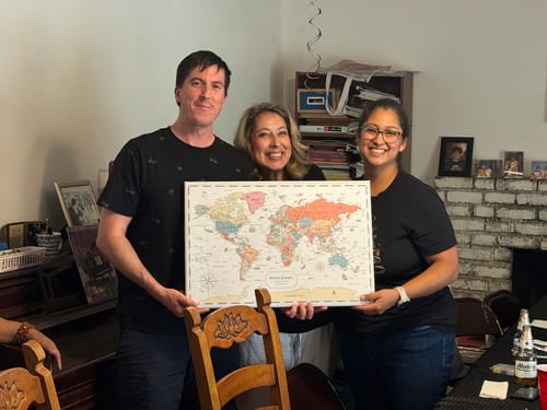 Customer photo review of Pinnable World Journey Map • Multi-Colored