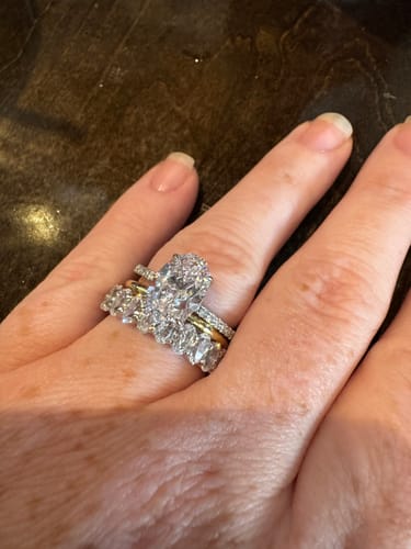Customer photo review of 3PC 4.0Ct Oval Cut Wedding Ring Set Travel Ring For Her With Two Classic Wedding Bands