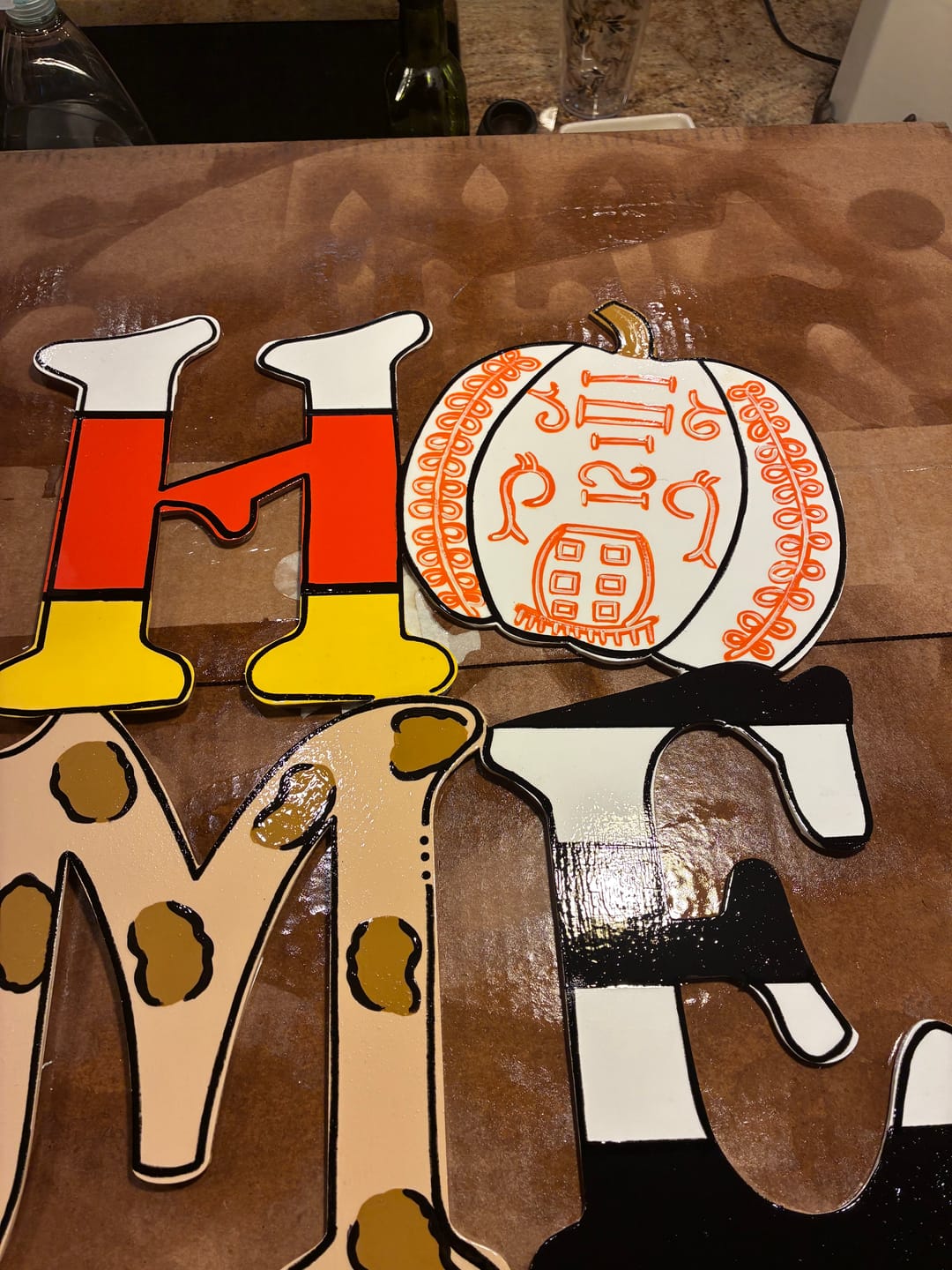 Customer photo review of Unfinished Wood HOME Pumpkin Shape - Craft - up to 46" DIY