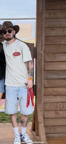 Customer photo review of Vintage Cowboy - Boxy Tee (Bone)