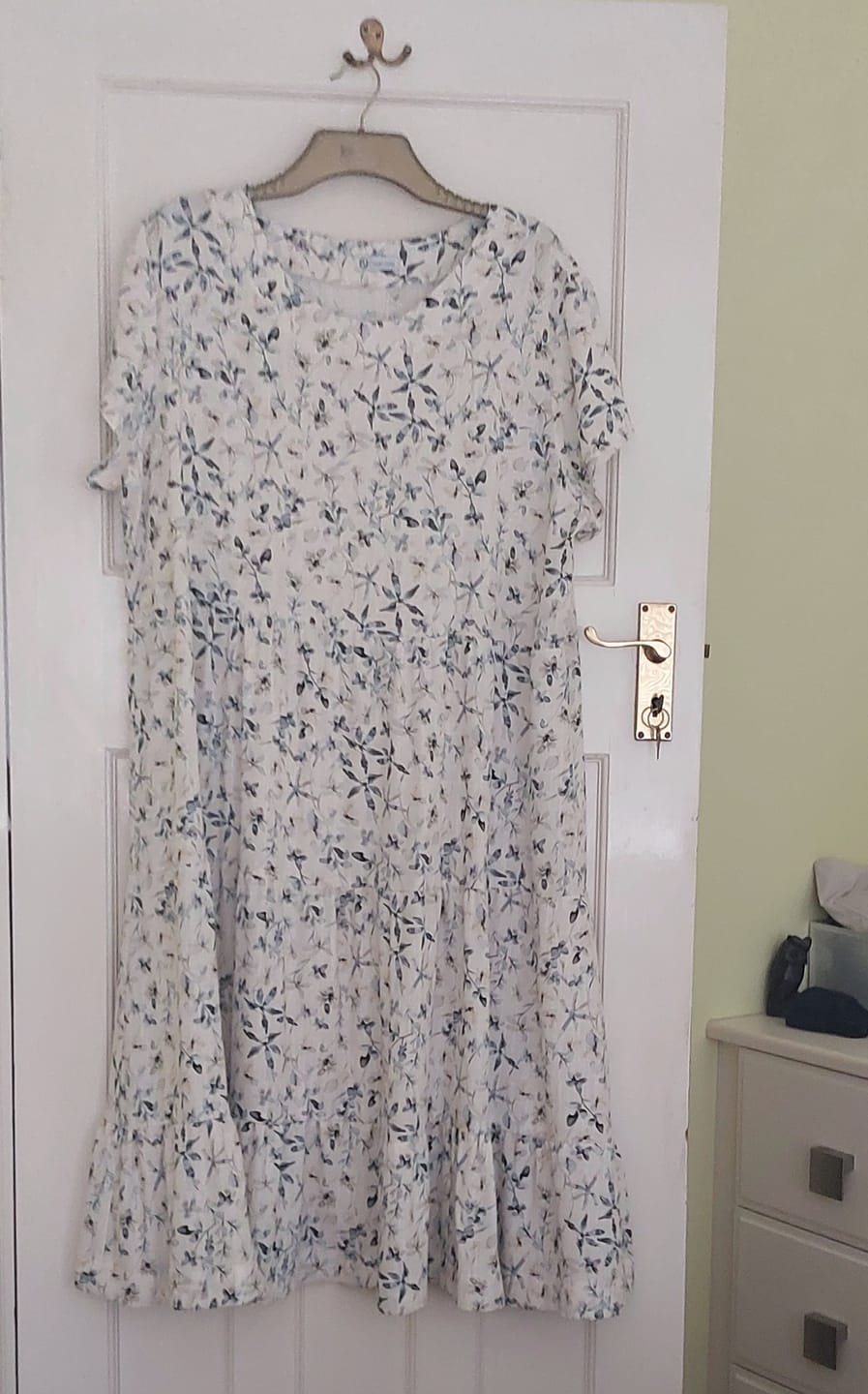 Customer photo review of Greyish Blue Blossom Linen Viscose Fabric